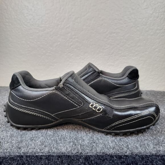Skechers Urbantrack Cowen Casual Shoes Mens 8 Black Slip On Comfort Leather Flaw - Picture 4 of 11